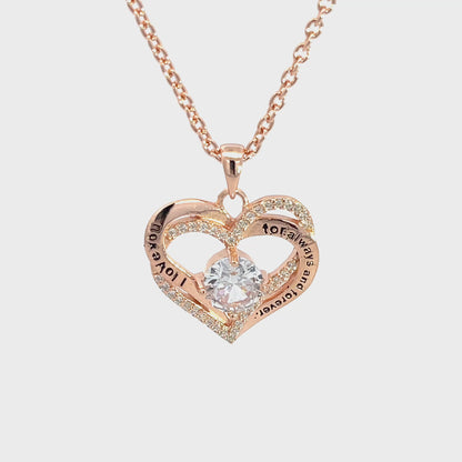 Herzförmige Halskette aus 925er Sterlingsilber, 14 Karat vergoldet, mit Zirkonia-Mittelstück