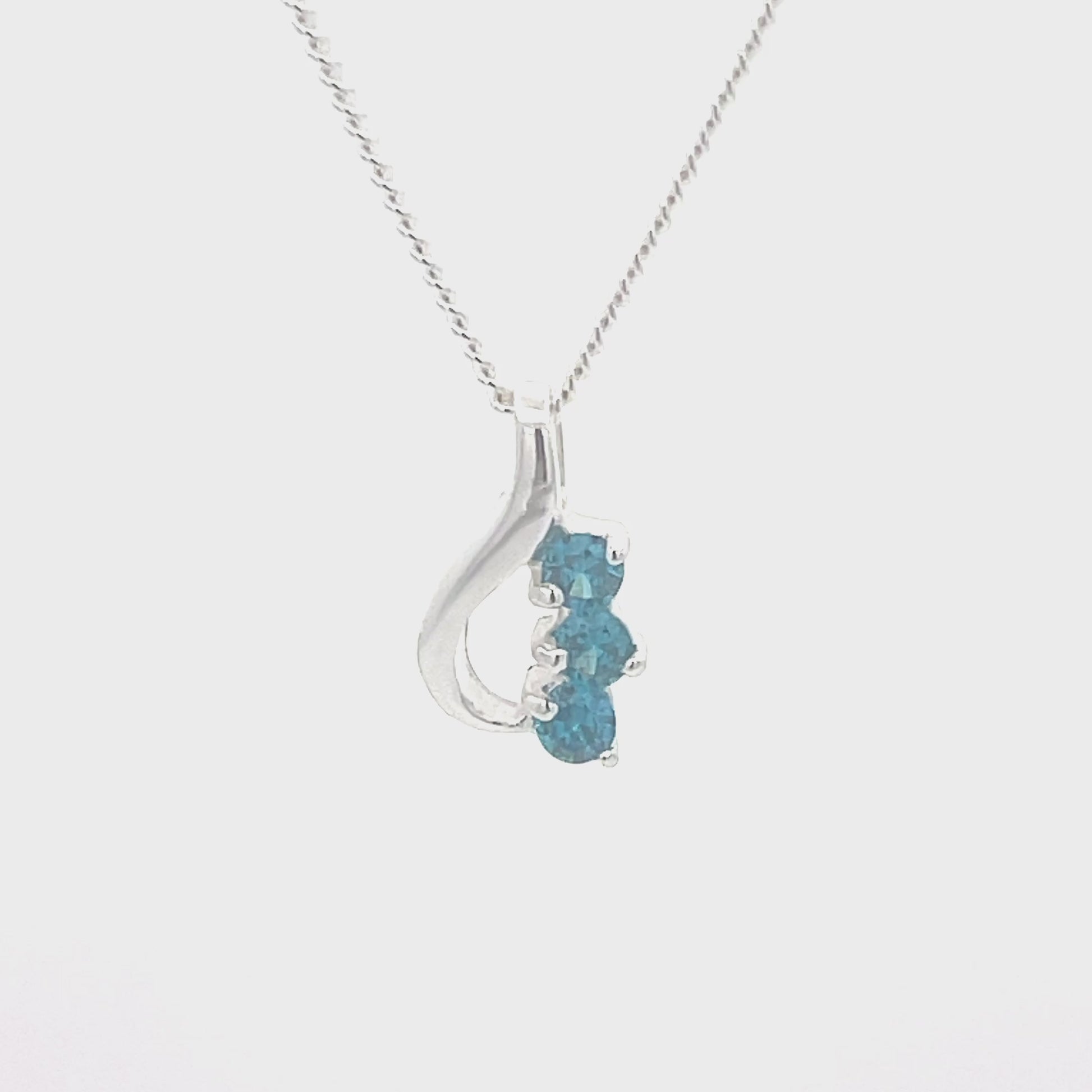 Blue Stone Curve 925 Sterling Silver Necklace