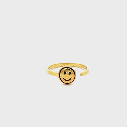 Gold-Plated 925 Silver Smiley Ring