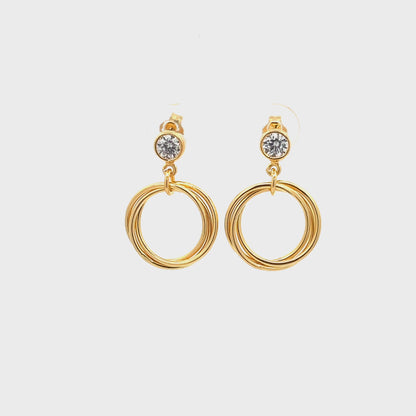 Ohrringe aus 925er Sterlingsilber, 14 Karat gelbvergoldet, mit kreisförmigem Anhänger