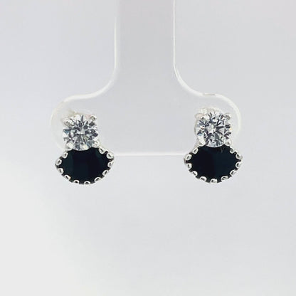 925 Silber Blumen Ohrstecker mit schwarzer Emaille