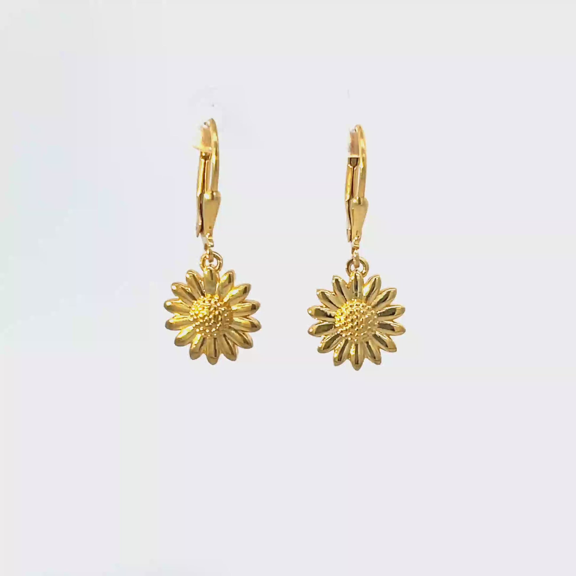 925 Silver Gold-Plated Sunflower Drop Earrings