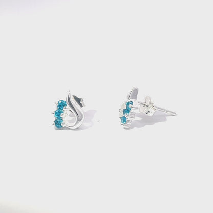 Ohrstecker aus 925er Silber mit blauem Zirkon und Paisleymuster