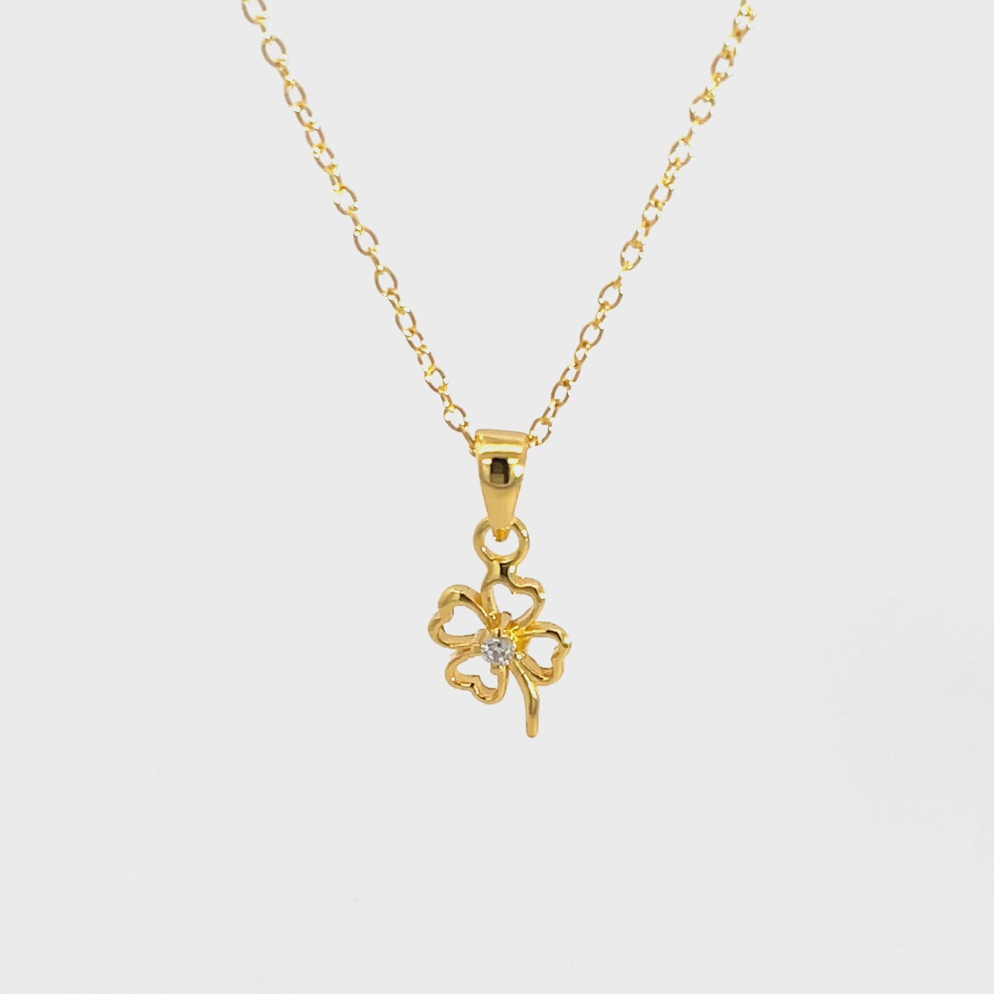 Halskette aus 925er Sterlingsilber, 14 Karat vergoldet, mit Kleeblatt-Anhänger