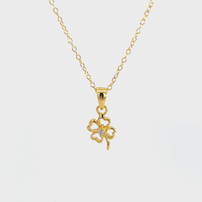 Halskette aus 925er Sterlingsilber, 14 Karat vergoldet, mit Kleeblatt-Anhänger