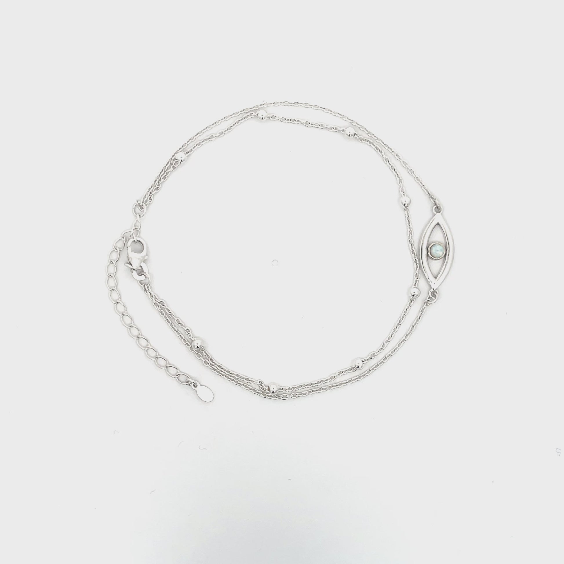 925er Silber Opal Evil Eye Doppelkette Fußkettchen