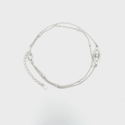 925er Silber Opal Evil Eye Doppelkette Fußkettchen