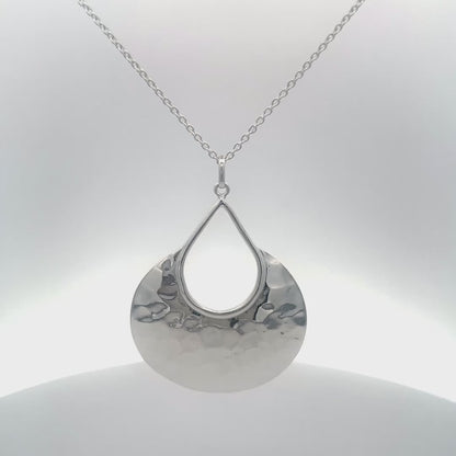 925 Silver Eclipse Hammered Pendant Necklace