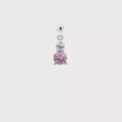 Anhänger aus 925er Silber mit rosa und klaren Zirkonia