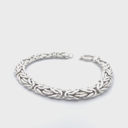 925 Sterling Silver Braided Chain Bracelet with Textured Links